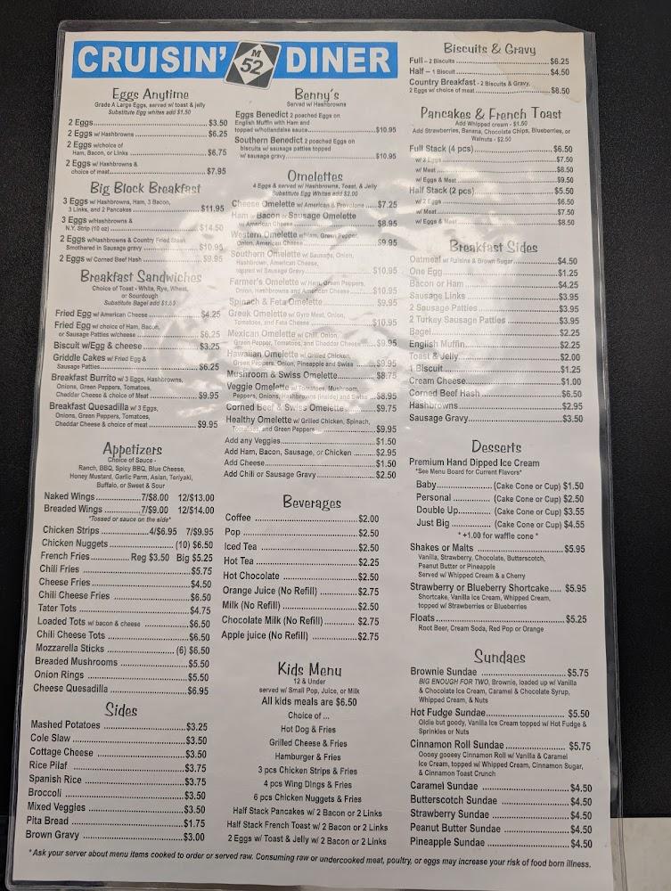 Cruisin' M52 Diner Menu image 4